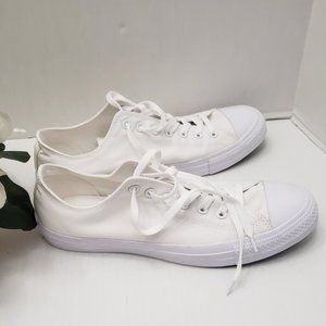 New Unisex converse All Star Mens 12 Womens 14 White Solid Sneaker Shoes Low Top